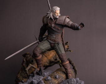 The Witcher Geralt Figure - 3d Geralt Of Rivia Resin Statue - Masterfully Crafted Collectible