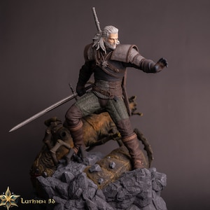 The Witcher Geralt Figure - 3d Geralt Of Rivia Resin Statue - Masterfully Crafted Collectible
