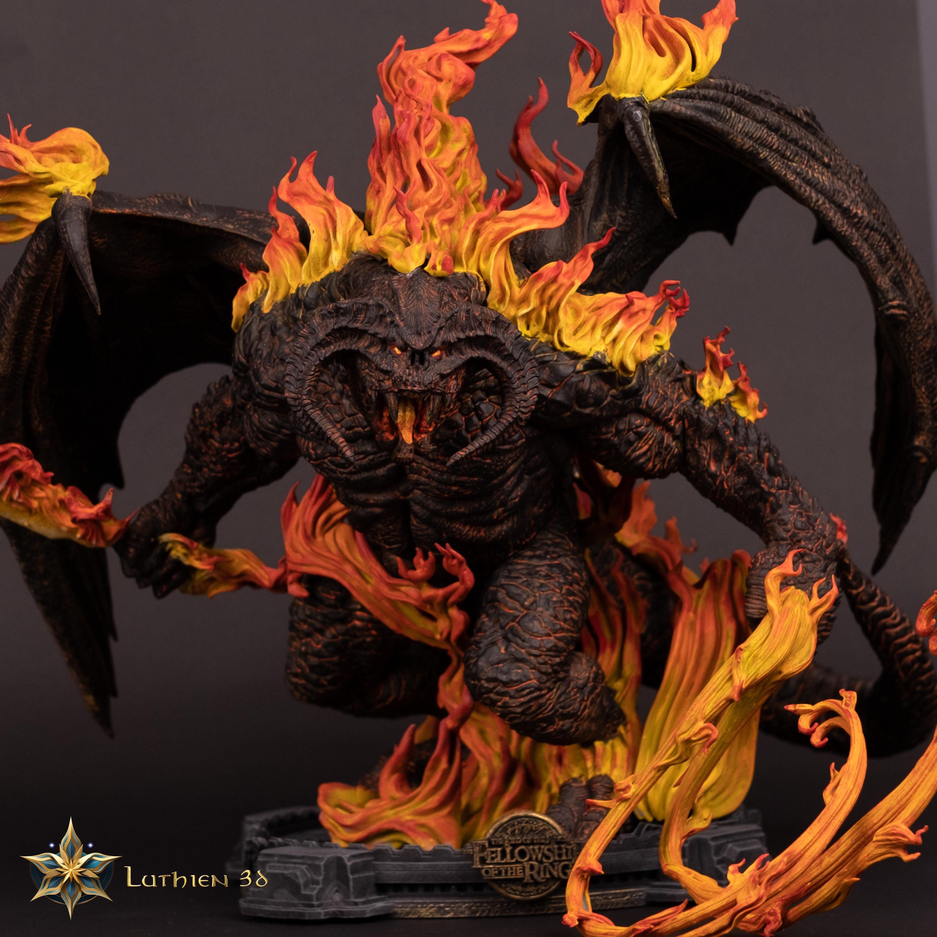 Handcrafted 3D Printed Balrog Figure – Lord of the Rings Inspired Resin Model – Highly Detailed Painted Collectible – Free Shipping