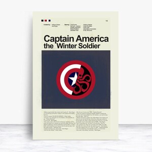 Captain America: The Winter Soldier Inspired Mid-Century Modern Print | 12&quot;x18&quot; or 18&quot;x24&quot; Print only