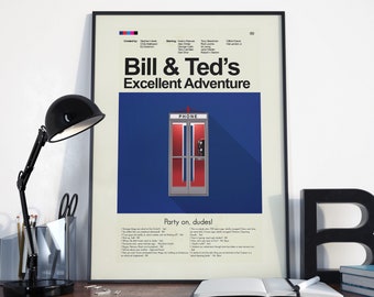 Bill & Ted's Excellent Adventure Inspired Mid-Century Modern Print | 12"x18" or 18"x24" Print only