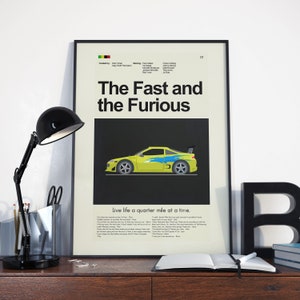 The Fast and the Furious Inspirierter Mid-Century Modern Print | 12&quot;x18&quot; oder 18&quot;x24&quot; Print only