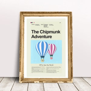 The Chipmunk Adventure Inspired Mid-Century Modern Print | 12&quot;x18&quot; or 18&quot;x24&quot; Print only