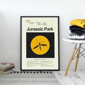 Jurassic Park Inspired Mid-Century Modern Print | 12&quot;x18&quot; or 18&quot;x24&quot; Print only