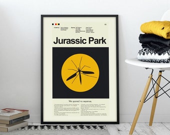 Jurassic Park Inspired Mid-Century Modern Print | 12"x18" or 18"x24" Print only