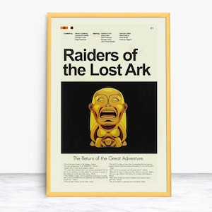 Raiders of the Lost Ark (Indiana Jones) Inspired Mid-Century Modern Print | 12&quot;x18&quot; or 18&quot;x24&quot; Print only