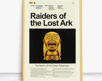 Raiders of the Lost Ark (Indiana Jones) Inspired Mid-Century Modern Print | 12"x18" or 18"x24" Print only