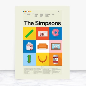 The Simpsons - The Series Mid-Century Modern Print LARGE | 18&quot;x24&quot; Print only
