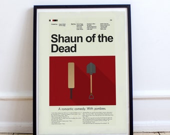 Shaun of the Dead Inspired Mid-Century Modern Print | 12"x18" or 18"x24" Print only