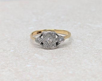 Art Deco Diamond Panel Ring in 18k Gold