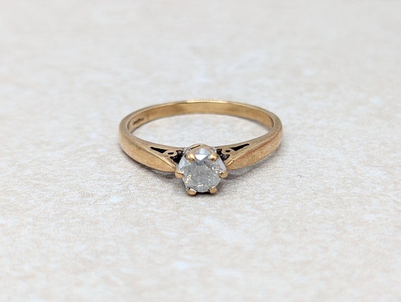 Diamond Solitaire Engagement Ring in 9k Gold - image 1