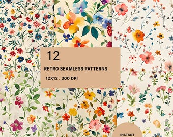 Winzige Blüten Florale Musterdesigns: Frühlingspapier zum ausdrucken (Digitaler Download)