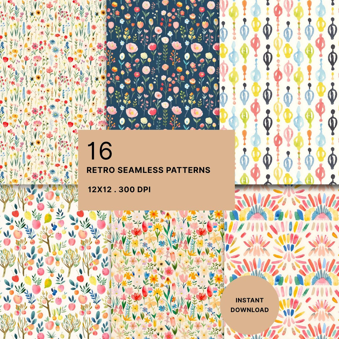 Wildflower Floral Digital Paper | 16 Cottagecore Patterns (digital ...