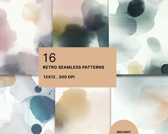 Moody Scrapbook Paper Digital Watercolor Abstract Splash Backgrounds Card Making Crafting Supplies