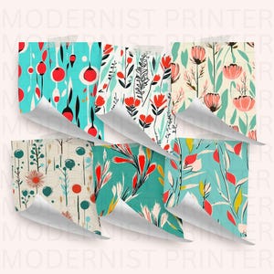 Favolosi modelli retrò chic Mid-century Digital Paper 34 disegni originali stampabili JPG istantanei, perfetti per progetti artigianali e fai da te