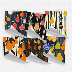 Midcentury Früchte Digitales Papier - Retro Printable Art Pack - 34 JPG Designs für DIY Handwerk, Scrapbooking & Dekor Neues Set