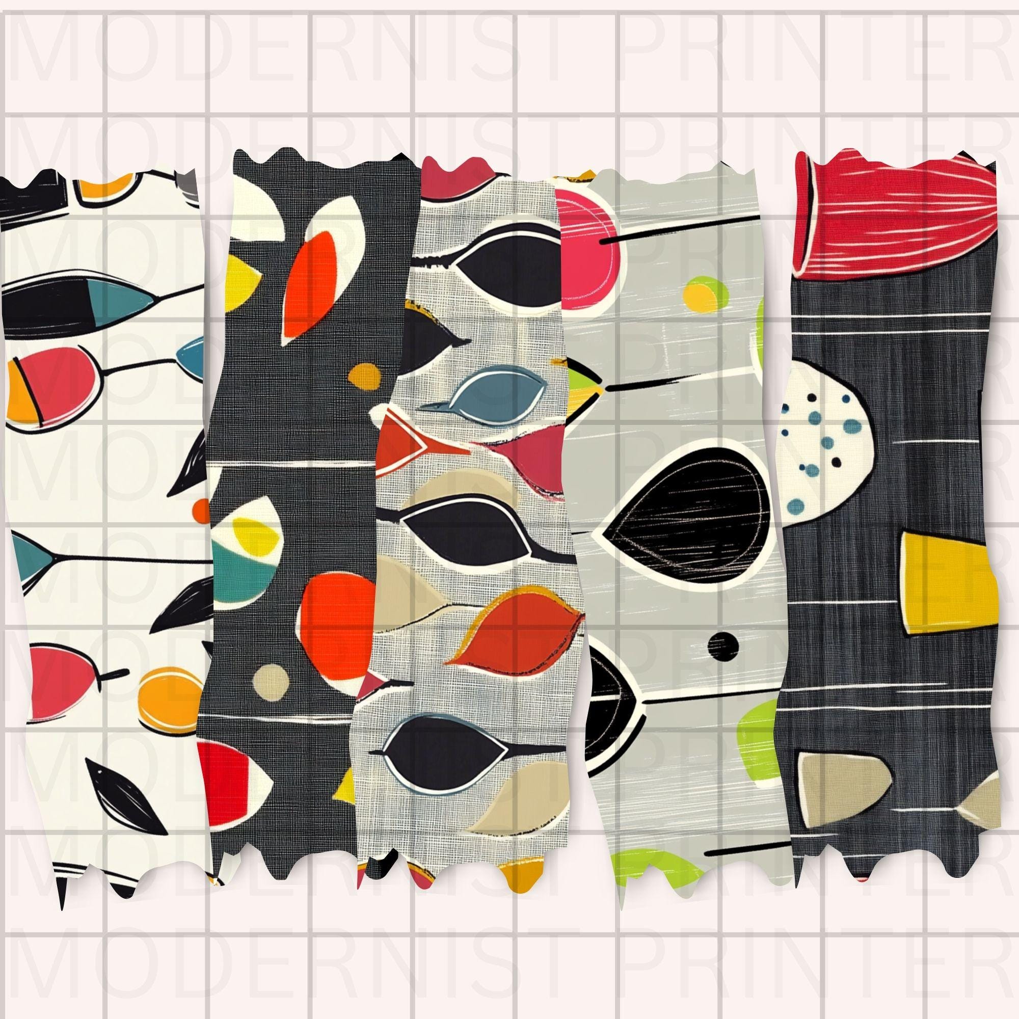 Mid-century Modern Seamless Patterns: 1950s Atomic Era Designs (digital ...