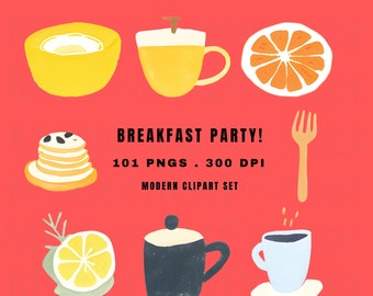 Kawaii Breakfast Food Clipart - 300 DPI Cute Food Clip Art Set - PNG ...