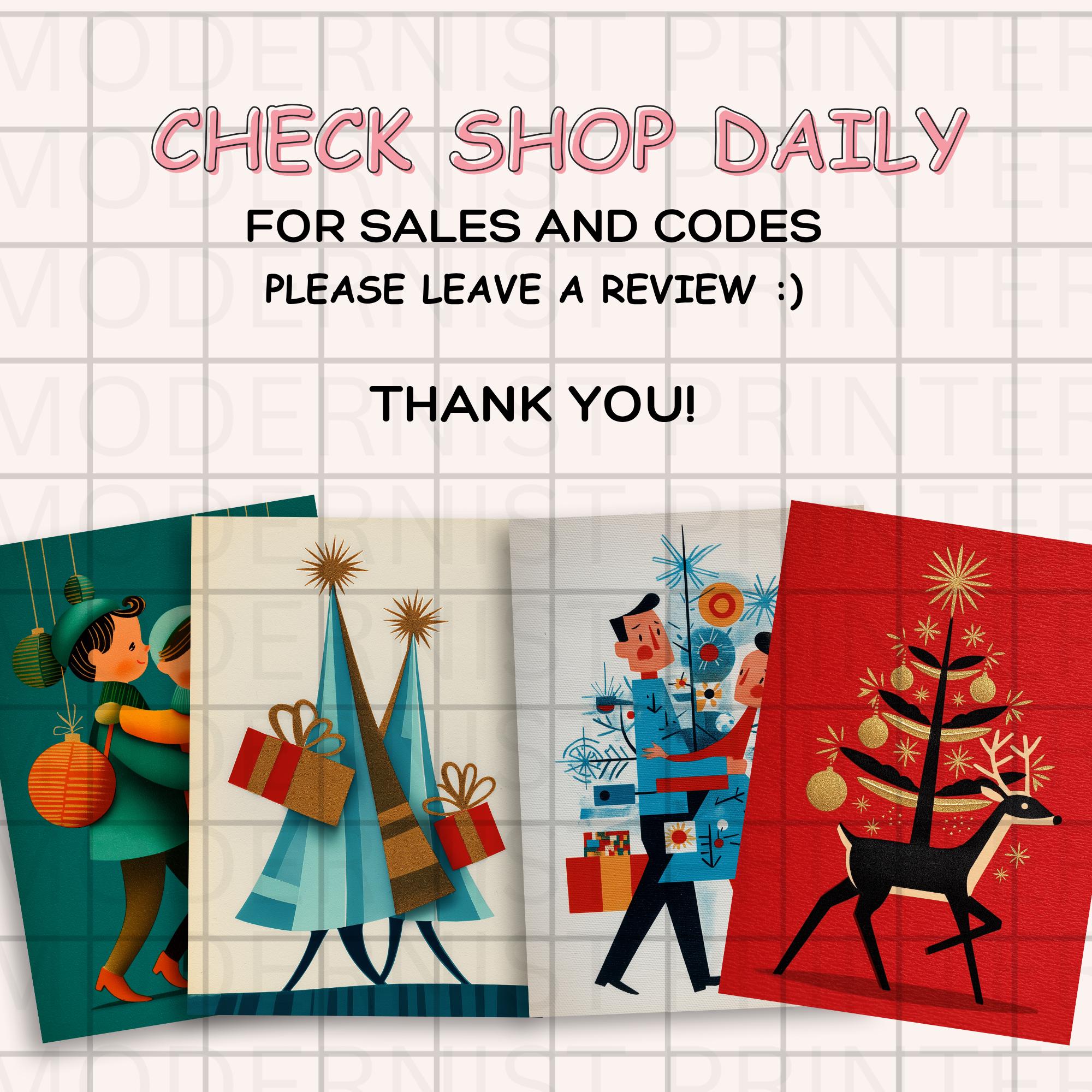 ミッドセンチュリーモダンのクリスマスツリーのイラスト：1950年代の