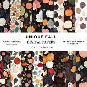 Carta digitale esclusiva Fall Foliage, motivo autunnale senza soluzione di continuità, perfetta per scrapbooking, artigianato, inviti e fai da te. Download immediato, regalo