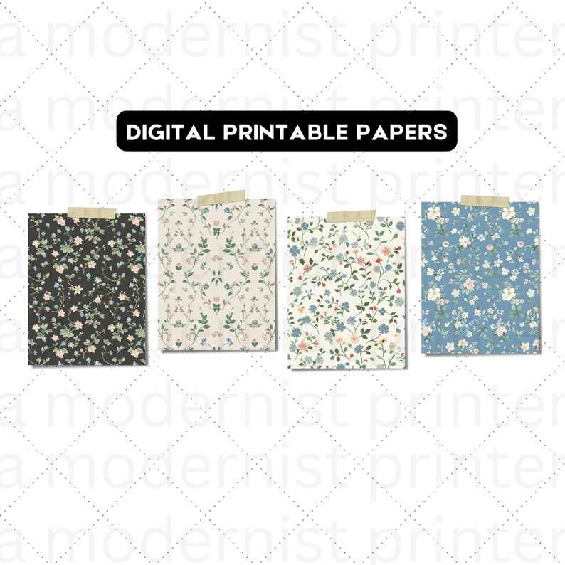 Spring Vines Paper Antique Floral Digital Paper: 14 Seamless Spring Designs (JPG) - Etsy