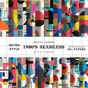1980s Memphis Pattern Set: Retro Geometric Digital Paper (Instant Download