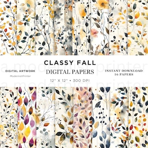 Carta digitale Classy Autumn Foliage, motivo senza soluzione di continuità, perfetta per scrapbooking, artigianato, inviti e fai da te. Download immediato, regalo, arte autunnale
