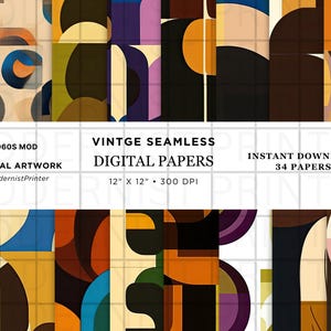 Retro Geometric Pattern: 60s Mod Psychedelic Seamless Print (Digital Download)