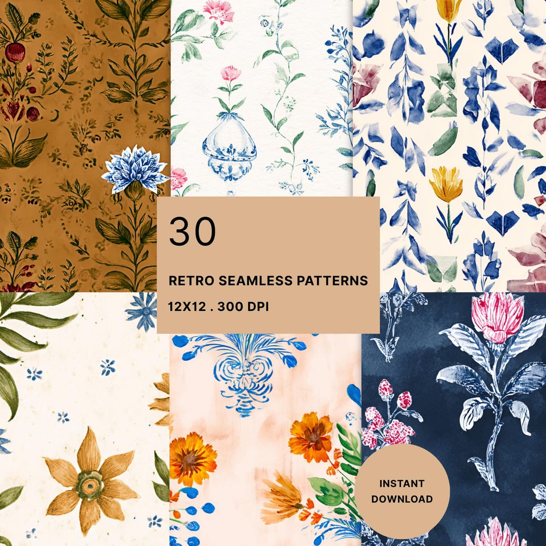1700s Colonial Seamless Patterns: Historic Heritage Craft Prints ...