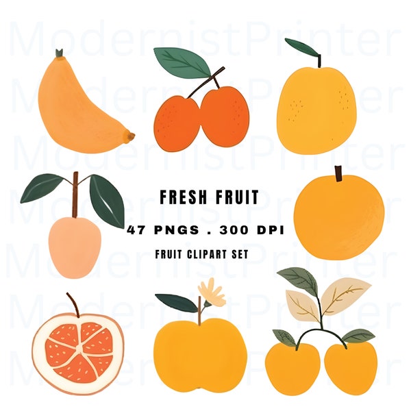 Fresh Fruits 47 pc PNG | Fruit Variety | Food Clipart | Unique Fruits Healthy Clipart Cute 300 DPI