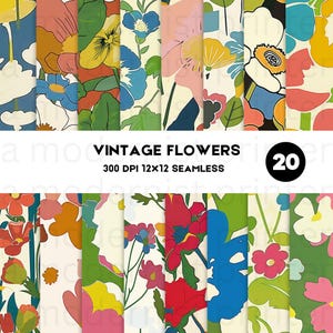 Un set di carte digitali floreali vintage 20 design originali per i tuoi progetti fai da te Senza soluzione di continuità per telefoni in tessuto Confezioni regalo e scrapbooking