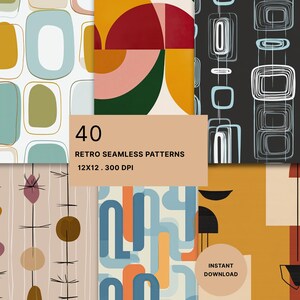 Mid-Century Geometric Pattern: 50s Abstract Fall Decor (Digital Download, JPGs)