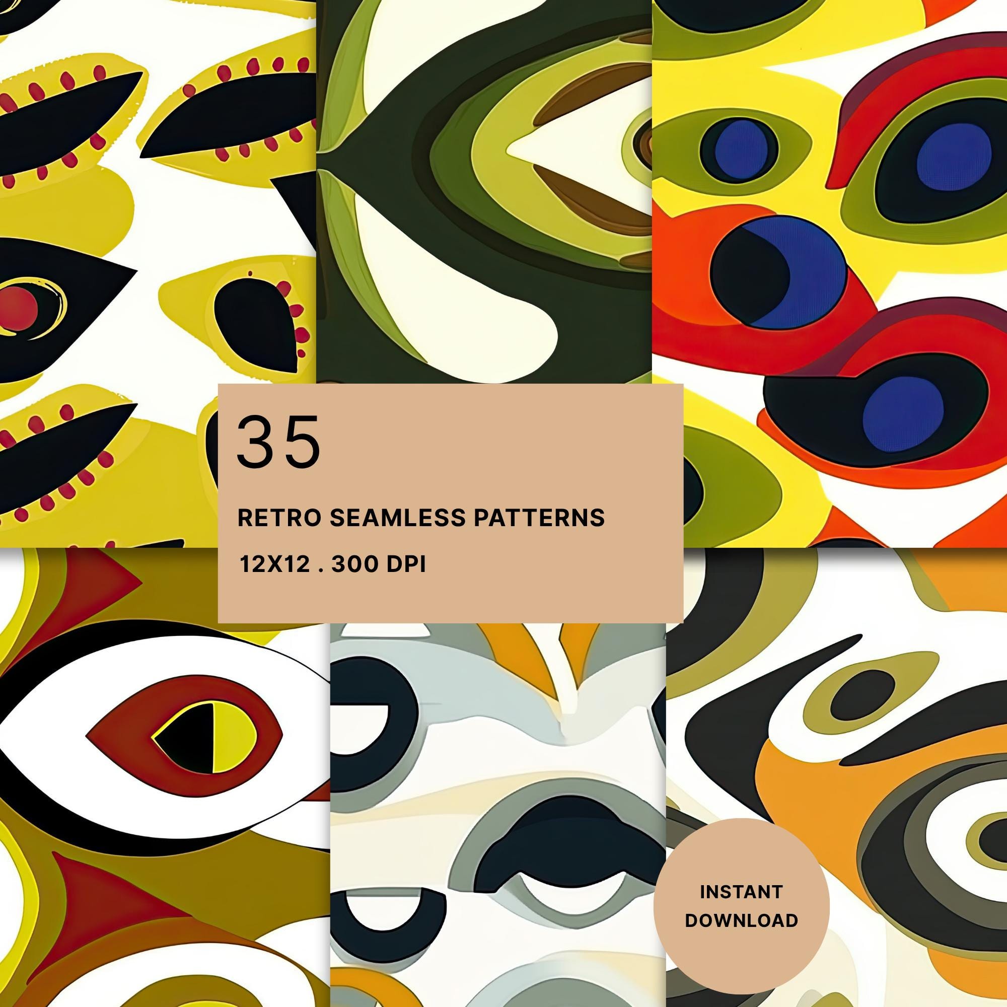 Groovy 60s Floral Pattern: Retro Mod Seamless Print (digital) - Etsy