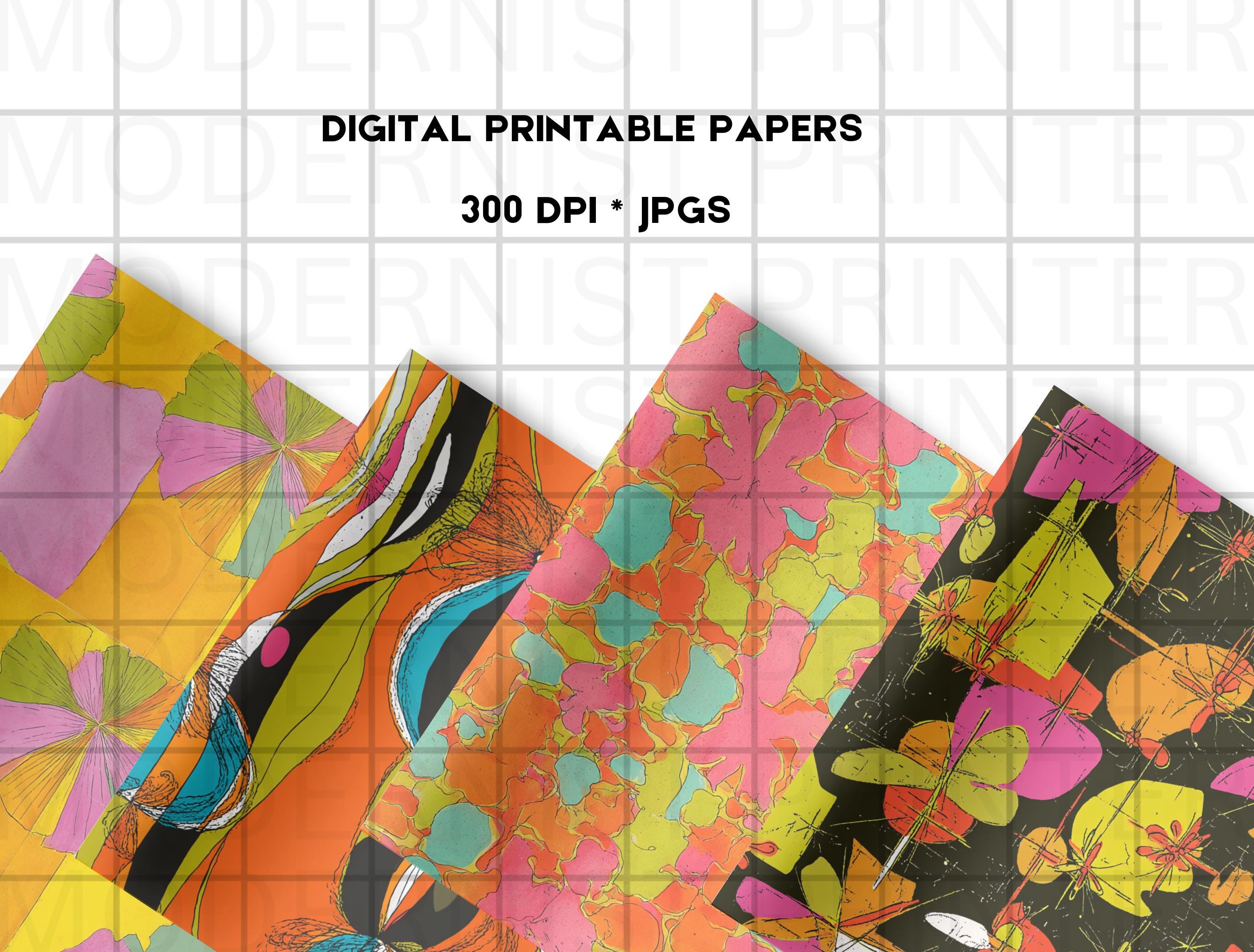 Junk Journal Paper Vintage Floral: Colorful 60s Abstract Designs - Etsy