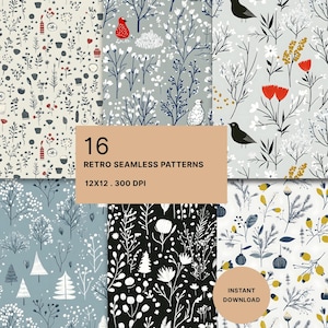 Papel digital de invierno escandinavo: láminas para álbumes de recortes, manualidades, fondo para guardería.