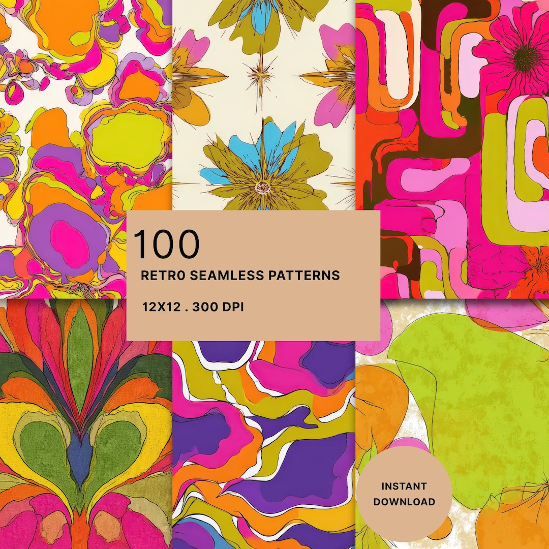 Junk Journal Paper Vintage Floral: Colorful 60s Abstract Designs - Etsy