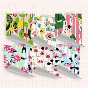 Favolosi modelli retrò chic primavera metà secolo carta digitale 34 disegni originali stampabili JPG istantanei, perfetti per progetti artigianali e fai da te