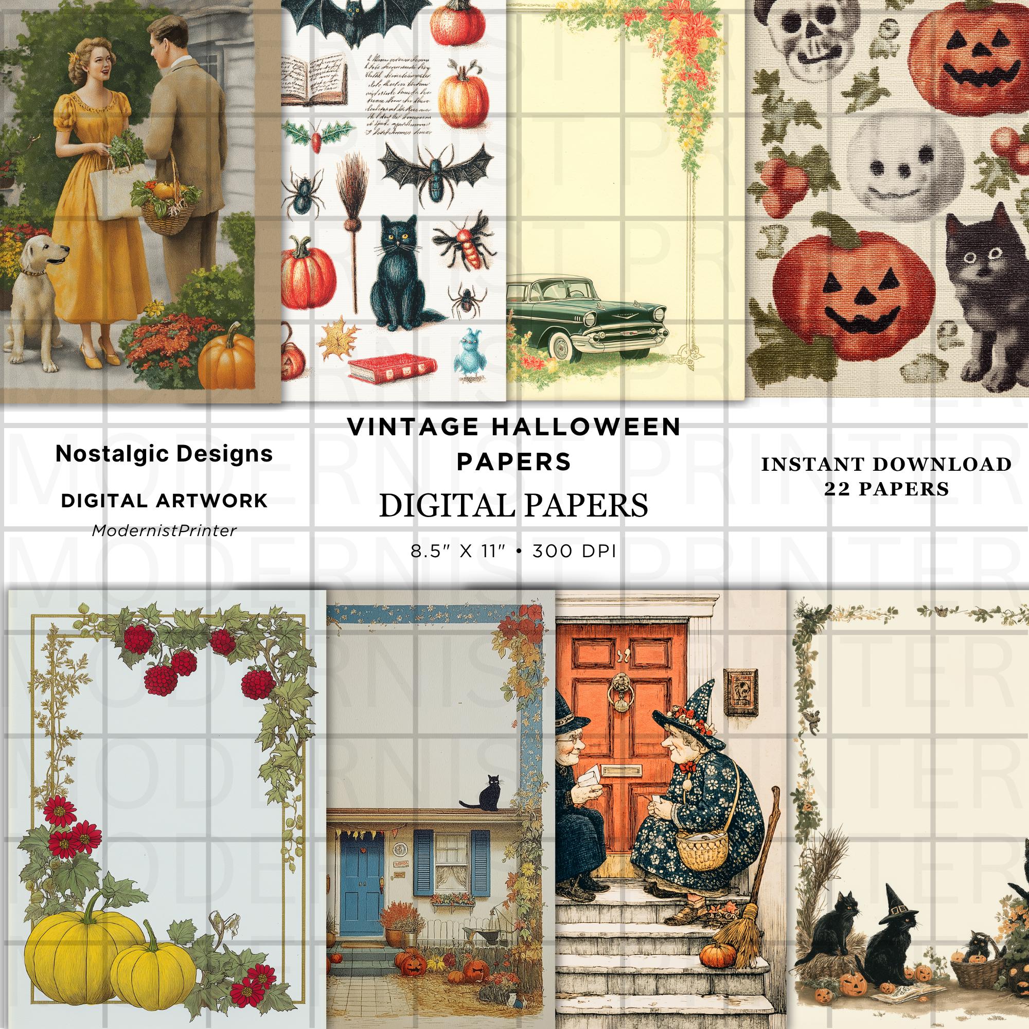 Halloween Scrapbook Paper Digital Download – 22 Printable Stationery ...