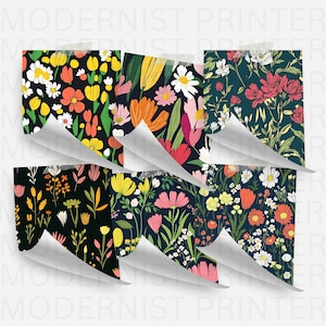 Favolosi modelli retrò chic Mid-century Digital Paper 34 disegni floreali originali stampabili JPG, perfetti per progetti artigianali e fai da te Regali