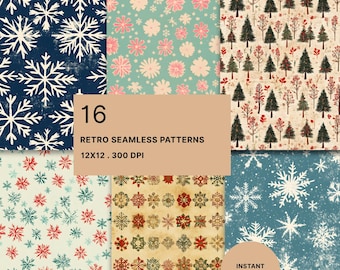Retro Winter Digital Paper: Mid-Century Modern Holiday Patterns (Digital Download)