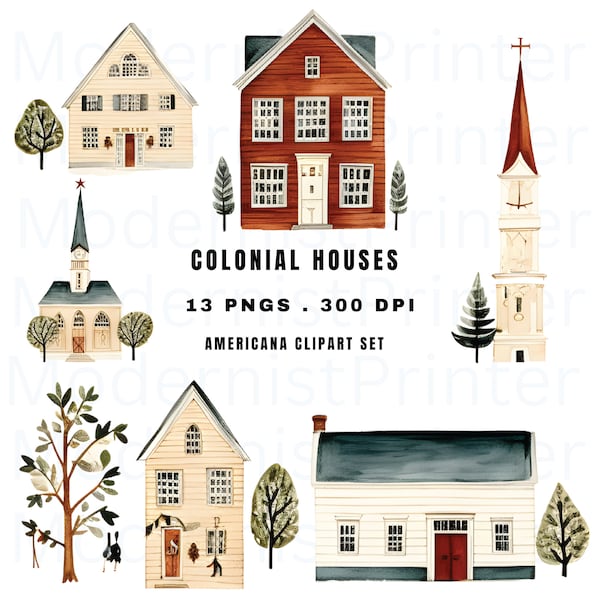 Elegant Colonial American House Winter Clip Art, Historical Illustration PNG, Add a Touch of History to Your Designs