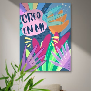 Printable with quote I BELIEVE IN ME, downloadable poster for women with self-esteem, colorful print, positive and inspiring phrase :)