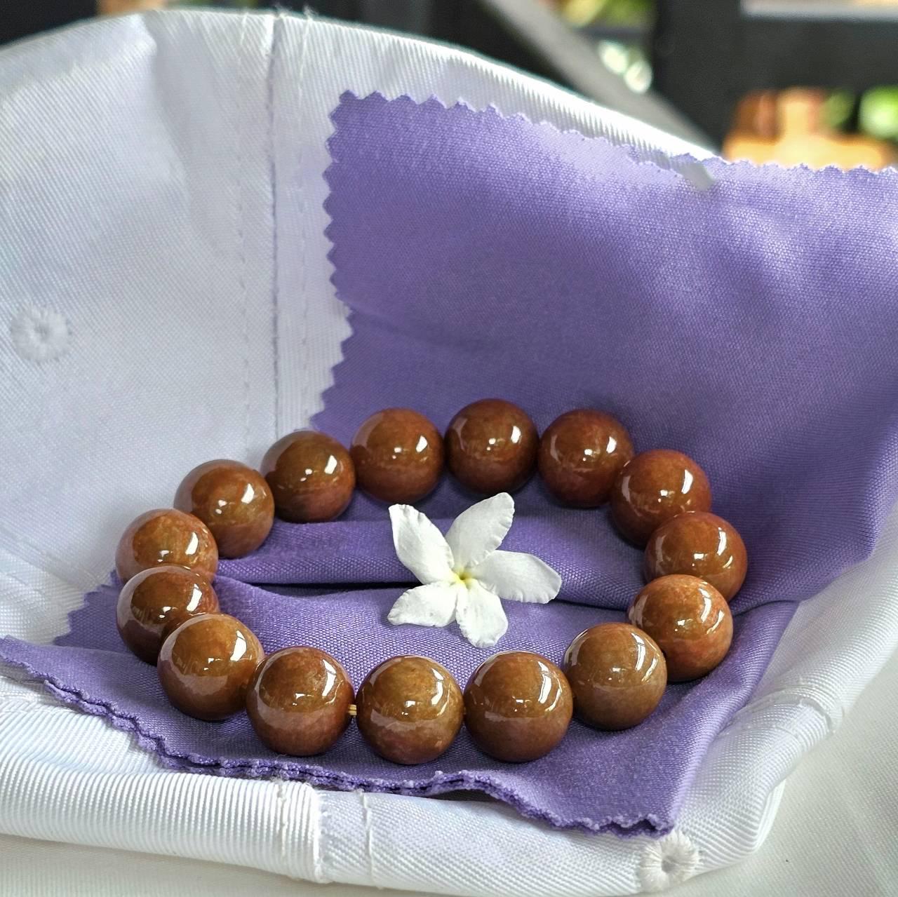 Burmese Red Jade Bracelet, Round Bead Gemstone (13.5mm) - Etsy