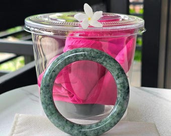 Burmese Jade Bangle, Light Green Donut, Natural Jadeite (55.5 mm)