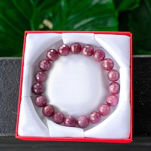 Pulseira de rubi africano facetado, contas de pedra preciosa vermelho-rosadas
