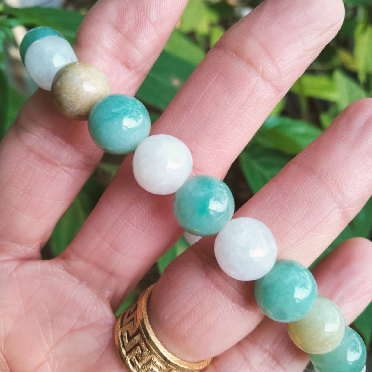 Burmese Bead Jade Bracelet Multi Color Natural Jadeite Type A Round Shape Bead Size 10mm 21 Bead
