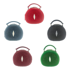 Bolso de mujer, bandolera de cuero Stingray auténtica, forma redonda de Donut, cremalleras dobles, correa para el hombro, asa superior, regalo muy bonito