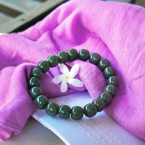 High Quality Jade Burmese Nephrite Jade Bracelet Green Natural Nephrite Type-A Width 9.8 mm