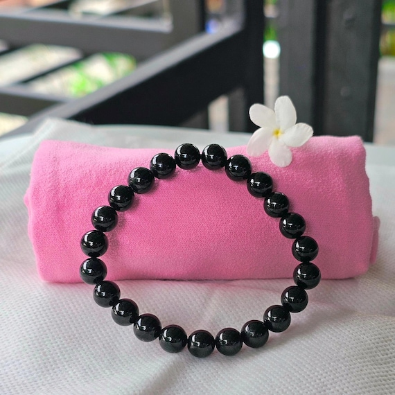 Black Jade Bracelet, Natural Type A Jadeite Beads (7.8-8 Mm) - Etsy