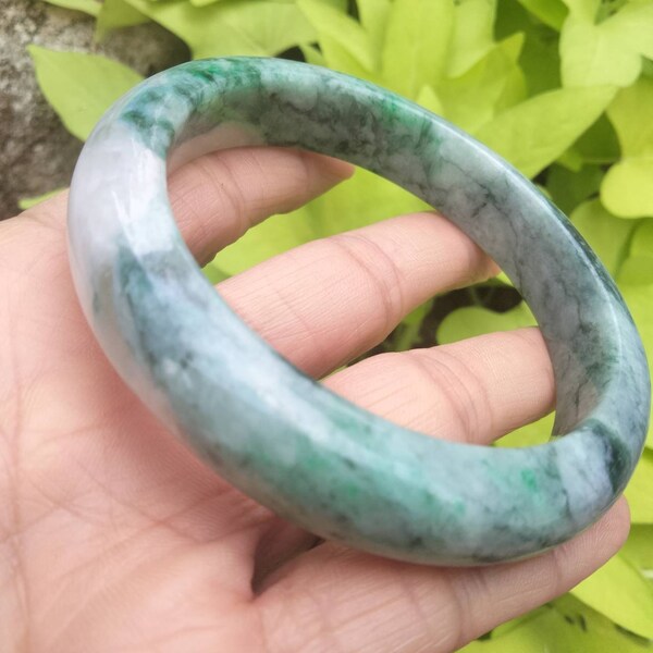 Inner Size 62.4 mm Burmese Jade Bangle White Apple Green Jadeite Type A Bracelet Flat Inner Type